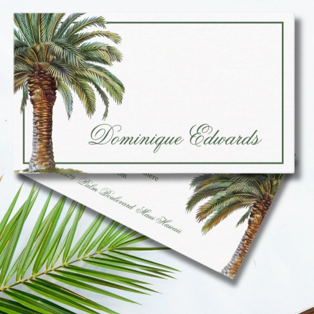  Tropical Palm Tree Green Chic Professional   Business Card (Creator Uploaded)