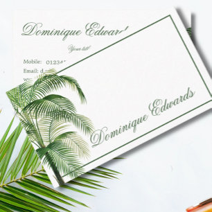 Tropical Palm Tree Green Professional Chic Business Card