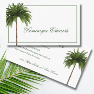 Tropical Palm Tree Green Stylish Professional Business Card