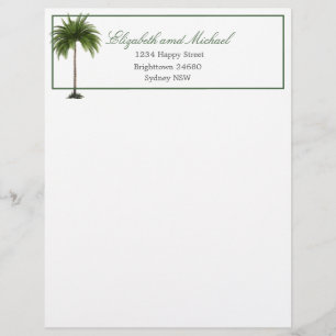  Tropical Palm Tree Green Stylish Wedding  Custom Letterhead