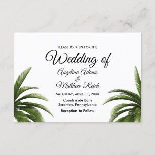 Tropical Palm Tree Green Wedding Card