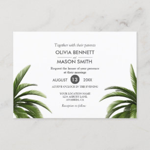 Tropical Palm Tree Green Wedding Card