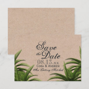 Tropical Palm Tree Green Wedding Save the Date Invitation