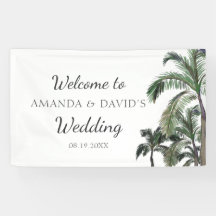 Tropical Palm Tree Greenery Beach Wedding Backdrop