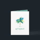 Tropical Palm Tree Greeting Card For Birthday<br><div class="desc">Send heartfelt birthday wishes with this cute and tropical greeting card for a birthday, featuring a watercolor palm tree in vibrant shades of turquoise, green, blue, and yellow. A replica of original hand-painted artwork by Victoria Grigaliunas, this card is perfect for sharing happy birthday greetings and birthday blessings with your...</div>