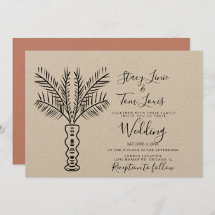 Tropical Palm Tree Hand Drawn Earthy  Invitation