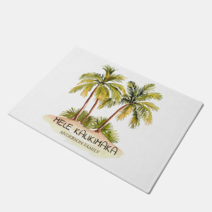 Tropical Palm Tree Hawaiian Mele Kalikimaka  Doormat
