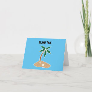 Tropical Palm Tree Island Getaway Cartoon Design Card