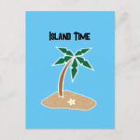 Tropical Palm Tree Island Getaway Cartoon Design