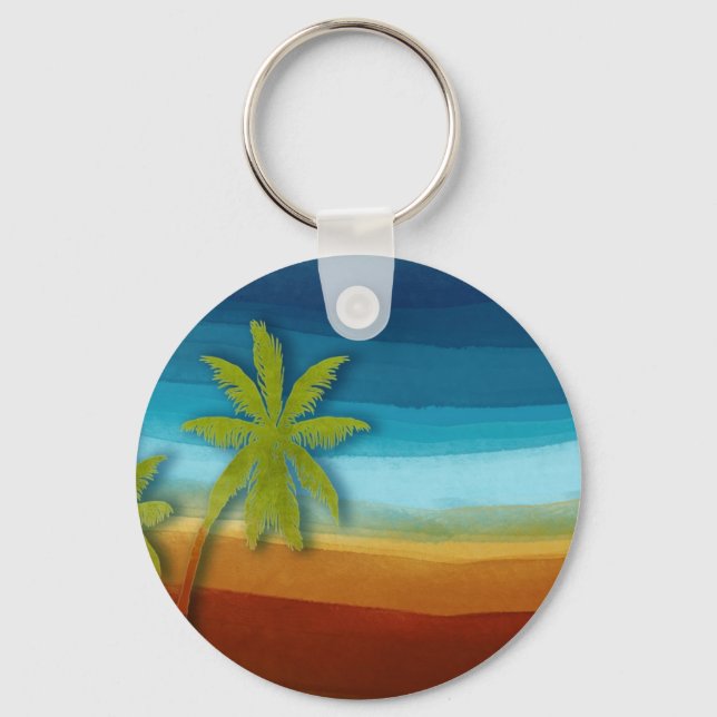 Tropical Palm Tree Key Ring (Front)