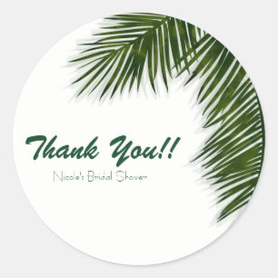 Tropical Palm Tree Leaf Elegant Summer Favour Classic Round Sticker
