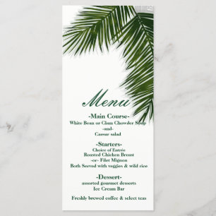 Tropical Palm Tree Leaf Elegant Wedding Menu