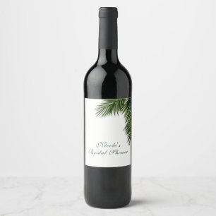 Tropical Palm Tree Leaf Elegant Wedding Wine Label