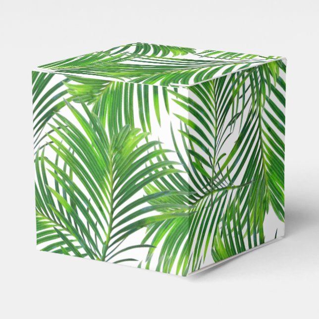 Tropical palm tree leaves greenery favour box (Front Side)