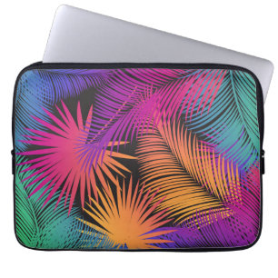 Tropical Palm Tree Leaves Jungle Rainbow Laptop Sleeve