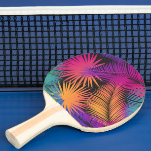 Tropical Palm Tree Leaves Jungle Rainbow Ping Pong Paddle