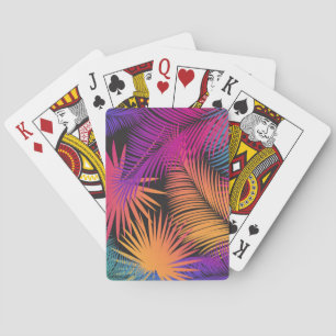 Tropical Palm Tree Leaves Jungle Rainbow Playing Cards