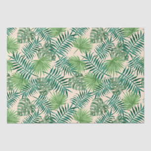 Tropical Palm Tree Leaves Pattern Green Peach Tissue Paper