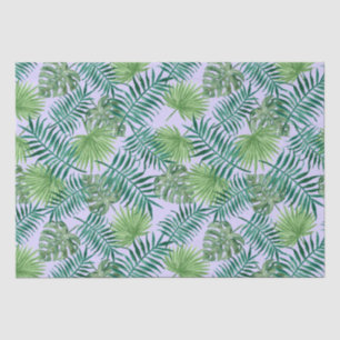 Tropical Palm Tree Leaves Pattern Green Purple Tissue Paper