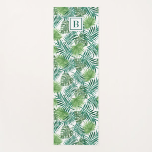 Tropical Palm Tree Leaves Pattern Monogrammed Yoga Mat