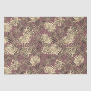 Tropical Palm Tree Leaves Pattern Pink Gold Tissue Paper
