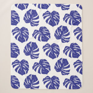 Tropical palm tree leaves pattern sherpa blanket