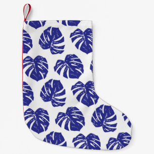 Tropical palm tree leaves pattern small christmas stocking