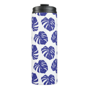 Tropical palm tree leaves pattern thermal tumbler