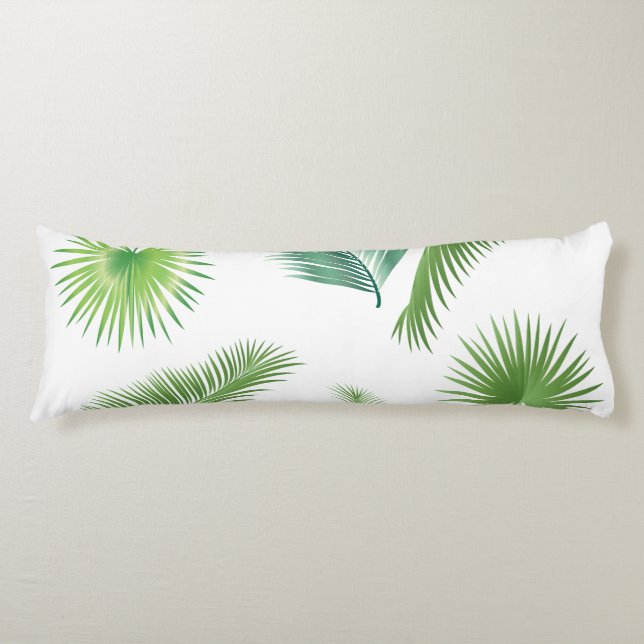 Tropical Palm Tree Leaves Pattern Watercolor Trend Body Cushion (Front)