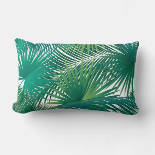 Tropical Palm Tree Leaves Pattern Watercolor Trend Lumbar Cushion