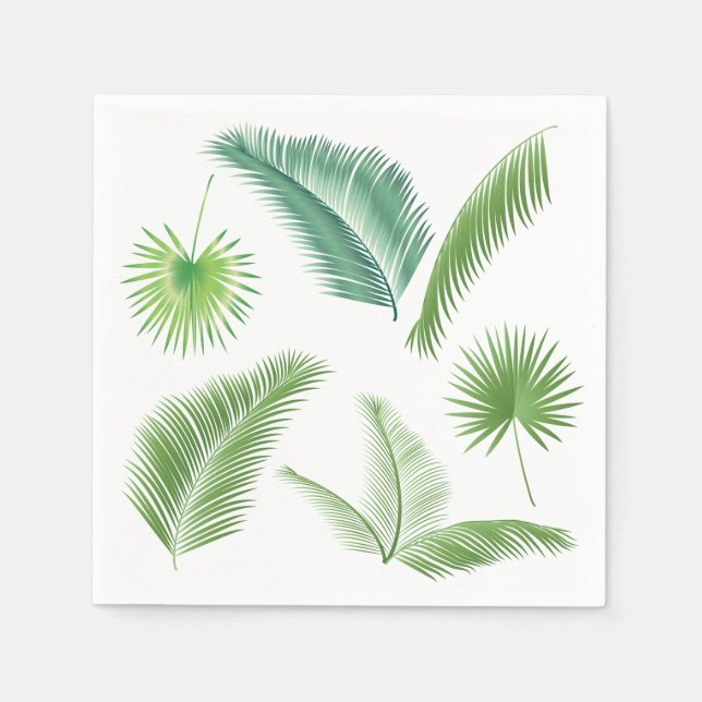 Tropical Palm Tree Leaves Pattern Watercolor Trend Napkin (Front)