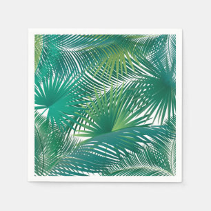 Tropical Palm Tree Leaves Pattern Watercolor Trend Napkin