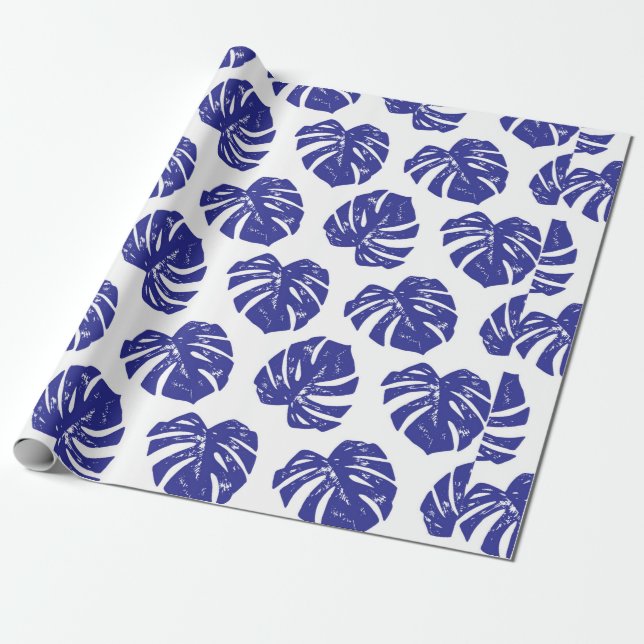 Tropical palm tree leaves pattern wrapping paper (Unrolled)