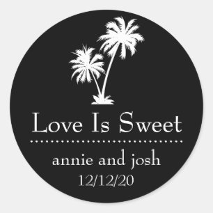 Tropical Palm Tree Love Is Sweet Labels (Black)