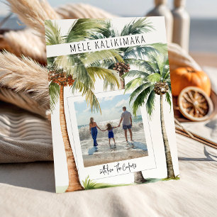Tropical Palm Tree Mele kalikimaka Christmas Holiday Card