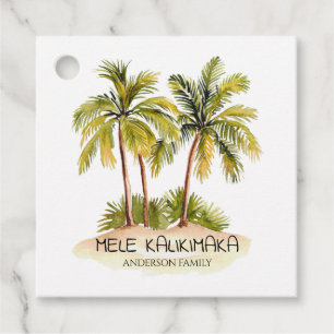 Tropical Palm Tree Mele Kalikimaka Favour Tags