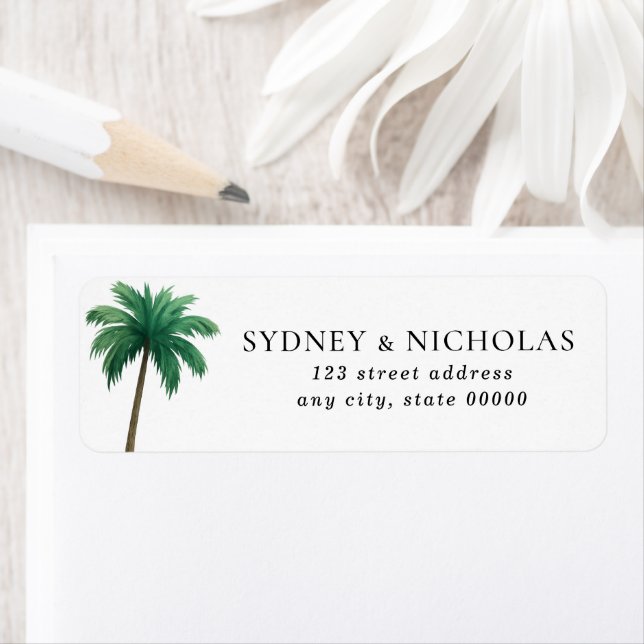 Tropical Palm Tree Minimal Wedding Return Address (Insitu)