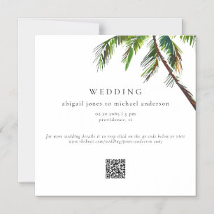 Tropical Palm Tree Modern Beach Wedding Magnetic Invitation