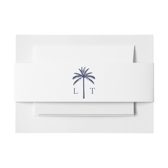 Tropical Palm Tree Monogram Beach Wedding Invitation Belly Band (Front Example)