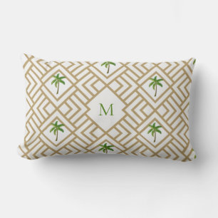 Tropical Palm Tree Monogram  Lumbar Cushion