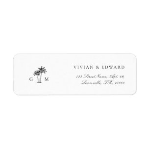 Tropical Palm Tree Monogram Return Address Wedding