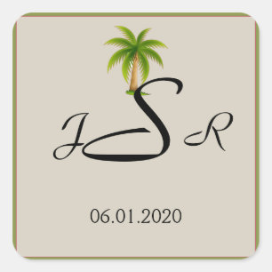 Tropical Palm Tree Monogram Sticker