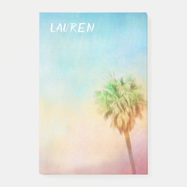 tropical palm tree nature art personalise custom post-it notes (Front)