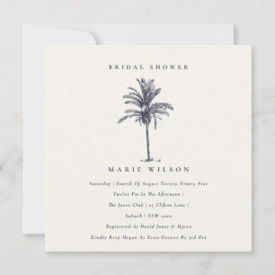 Tropical Palm Tree Navy Kraft Bridal Shower Invite