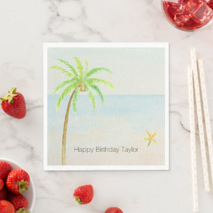 Tropical Palm Tree Ocean Beach Napkin