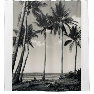 TROPICAL PALM TREE ON THE BEACH SHOWER CURTAIN