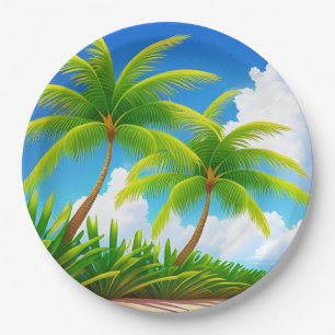 Tropical Palm Tree Paper Plate