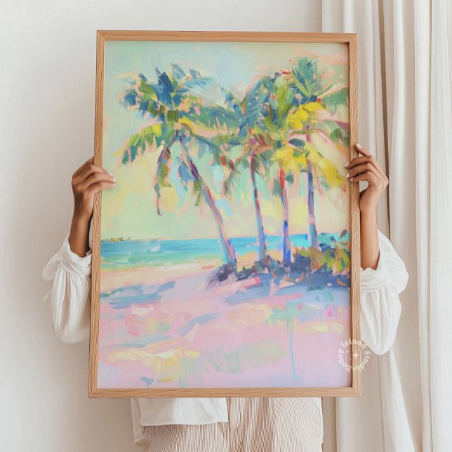 Tropical Palm Tree Pastel Coastal Wall Art (Creator Uploaded)