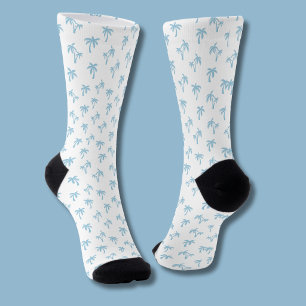 Tropical Palm Tree pattern baby blue Socks