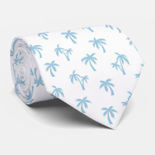 Tropical Palm Tree pattern baby blue Tie